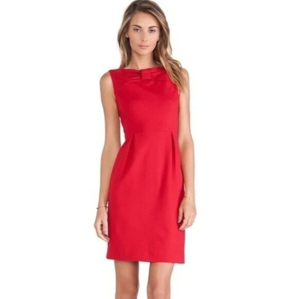 Kate Spade New York Size 6 Sheath Dress Bow Tie Knee‎ Length Sleeveless Red